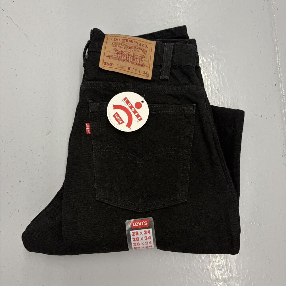 NOS Vintage 90s Levi's 550 Black Relaxed Fit Jeans 28x34